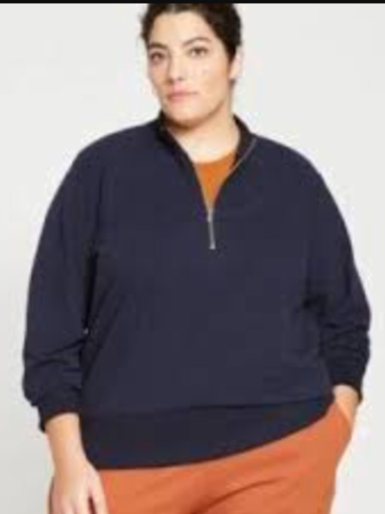 Euc Universal Standard Zoe Half Zip Funnel Neck Pullover Us M (18-20) Navy — image 8 of 8